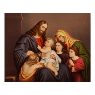 Jesus Christus mit den Kindern Poster