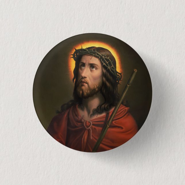 Jesus Christus mit der Krone von Thorns Button (Vorderseite)