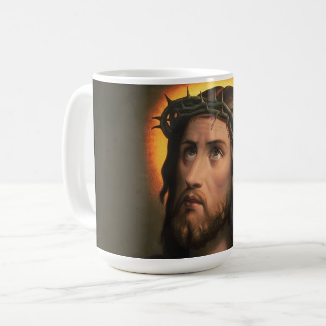 Jesus Christus mit der Krone von Thorns Kaffeetasse (Vorderseite Links)