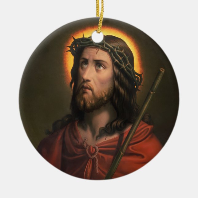 Jesus Christus mit der Krone von Thorns Keramik Ornament (Vorne)