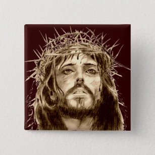 Jesus Christus mit Dornenkrone Button