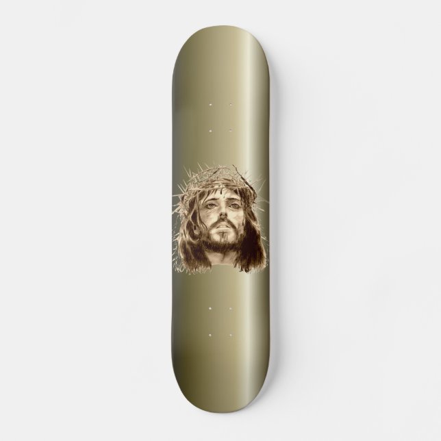Jesus Christus mit Dornenkrone Skateboard (Vorderseite)