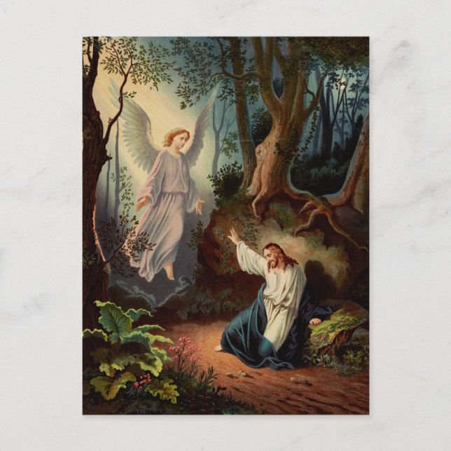 Jesus Christus mit Engel Postkarte (Vorderseite)