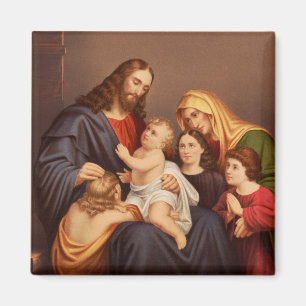 Jesus Christus mit Kindern Premium Fine Art Magnet