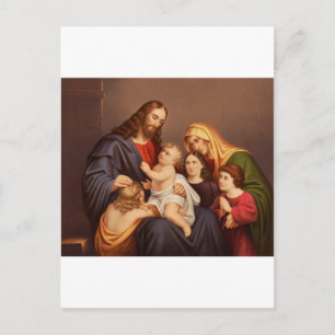 Jesus Christus mit Kindern Premium Fine Art Postkarte