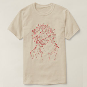 Jesus Christus mit Krone von Thorns Portrait Rot T-Shirt