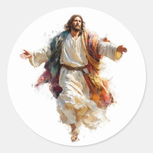 Jesus Christus moderne religiöse christliche katho Runder Aufkleber