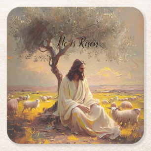 Jesus Christus Ostern katholisch religiös Rechteckiger Pappuntersetzer