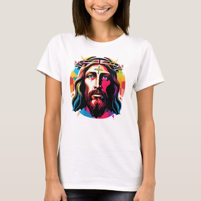 Jesus Christus Ostern Weihnachten Abstrakt T-Shirt (Vorderseite)