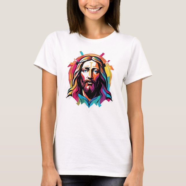 Jesus Christus Ostern Weihnachten Abstrakt T-Shirt (Vorderseite)