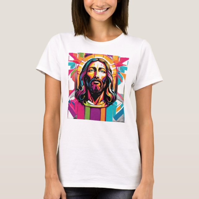 Jesus Christus Ostern Weihnachten Abstrakt T-Shirt (Vorderseite)