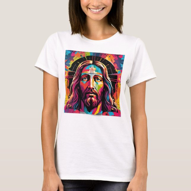 Jesus Christus Ostern Weihnachten Abstrakt T-Shirt (Vorderseite)