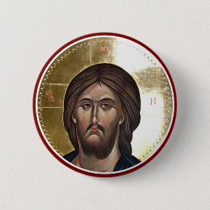 Jesus Christus Pantokrator-Ikone Button
