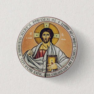 Jesus Christus Pantokrator Kuppel der Kirche Button