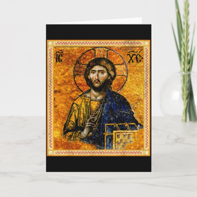 Jesus Christus Pantokrator orthodox byzantinisch Karte (Vorderseite)