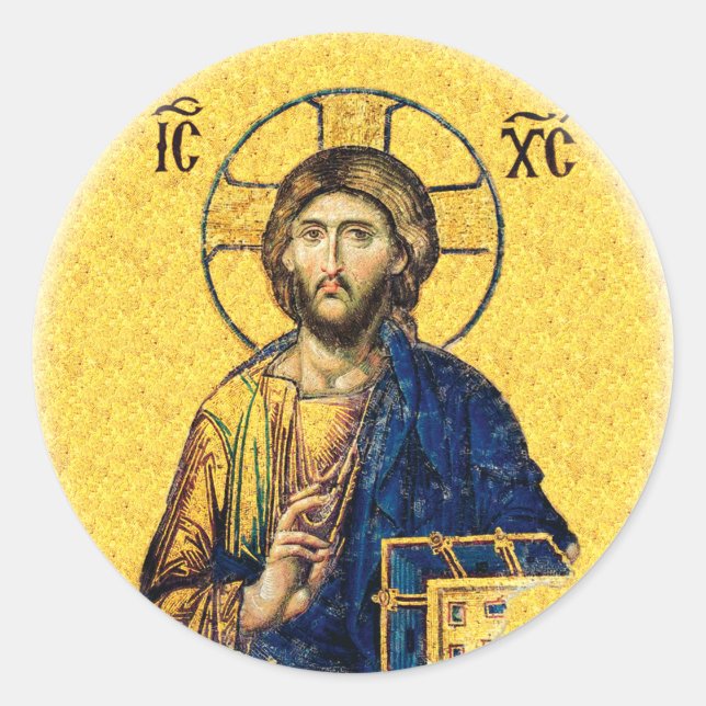 Jesus Christus Pantokrator Runder Aufkleber (Vorderseite)