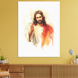 Jesus Christus reicht Hände Aquarellmalerei Leinwanddruck