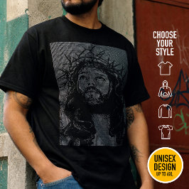 Jesus Christus Retro Nerd Techno Ascii Kunst 80er  T-Shirt