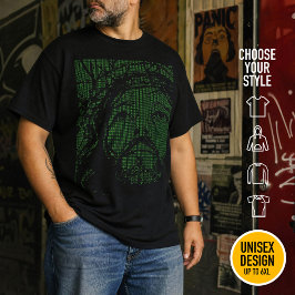 Jesus Christus Retro Nerd Techno Ascii Kunst 80er  T-Shirt