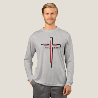 Jesus Christus Rot und Schwarzes Kreuz Glaube Tri-Blend Shirt