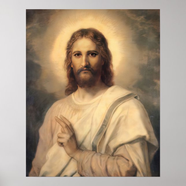 Jesus Christus Segen von Hofmann Poster (Vorne)