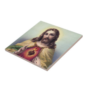 Jesus Christus segnet das Heilige Herz Jesu Fliese