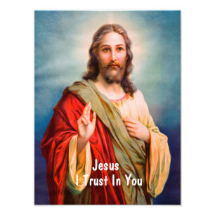 Jesus Christus segnet Ich vertraue dir Zitat Fotodruck
