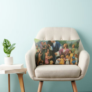 Jesus Christus segnet Kinder, Vintage Religion Lendenkissen