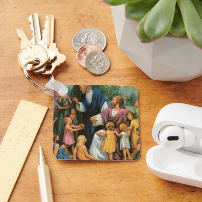 Jesus Christus segnet Kinder, Vintage Religion Schlüsselanhänger (Schreibtisch)