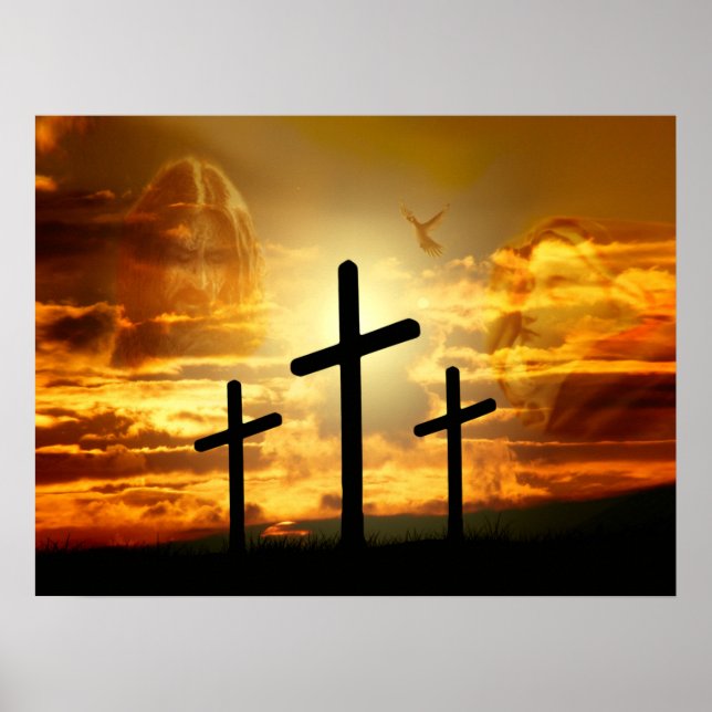 Jesus Christus Selige Jungfrau Mary Dove Calvery Poster (Vorne)