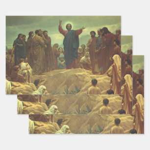 Jesus Christus Sermon auf dem Berg, Vintage Religi Geschenkpapier Set