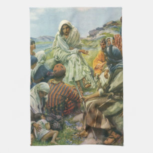 Jesus Christus Sermon auf dem Berg, Vintage Religi Geschirrtuch