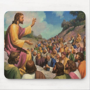 Jesus Christus Sermon auf dem Berg, Vintage Religi Mousepad