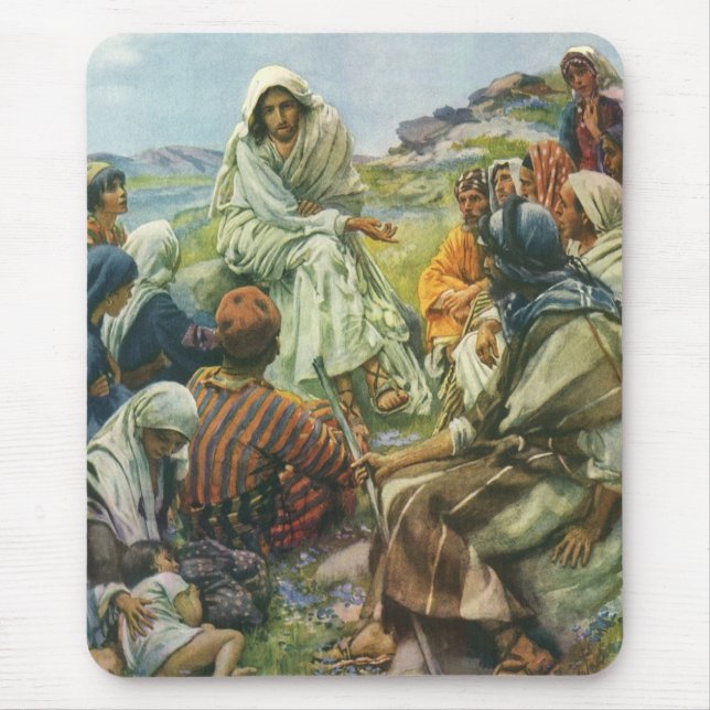 Jesus Christus Sermon auf dem Berg, Vintage Religi Mousepad (Vorne)