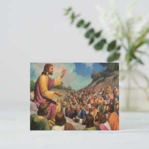 Jesus Christus Sermon auf dem Berg, Vintage Religi Postkarte