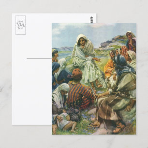 Jesus Christus Sermon auf dem Berg, Vintage Religi Postkarte