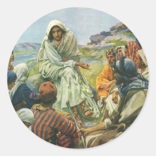 Jesus Christus Sermon auf dem Berg, Vintage Religi Runder Aufkleber