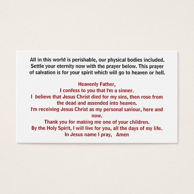 Jesus Christus, setzen Sie Ihre Ewigkeit jetzt W.. (Vorderseite)