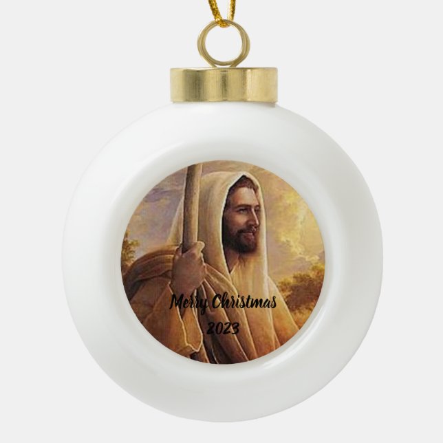 Jesus Christus Sohn Gottes haben Barmherzigkeit Sn Keramik Kugel-Ornament (Vorderseite)