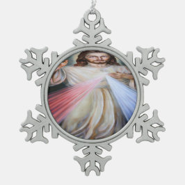 Jesus Christus Sohn Gottes hat Barmherzigkeit Schneeflocken Zinn-Ornament