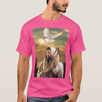 Jesus Christus Sonnenuntergang mit weißer Taube T-Shirt