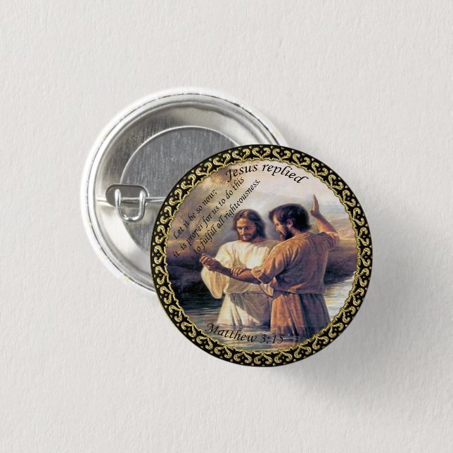Jesus Christus Taufe Bild eins Button (Vorne & Hinten)