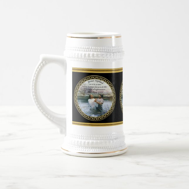 Jesus Christus Taufe Bild zwei Bierglas (Links)