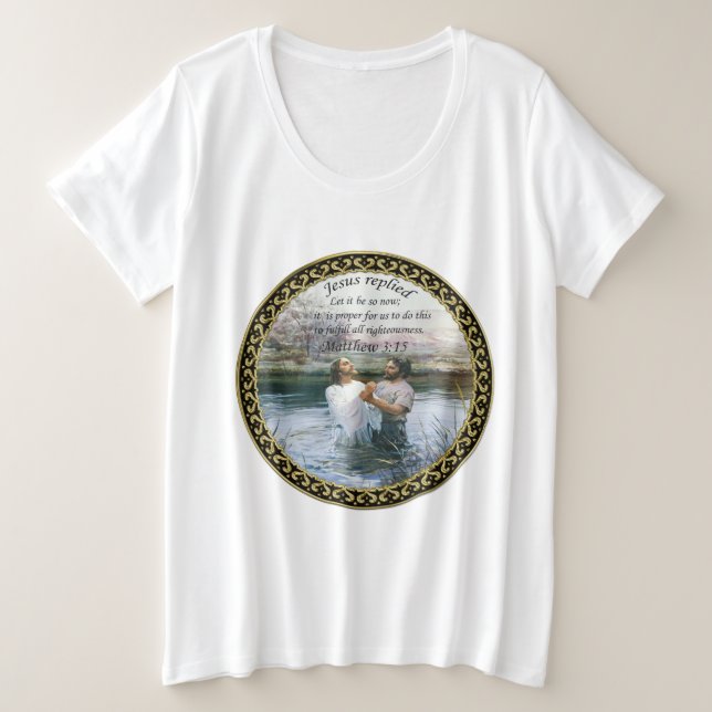 Jesus Christus Taufe Bild zwei Große Größe T-Shirt (Design vorne)