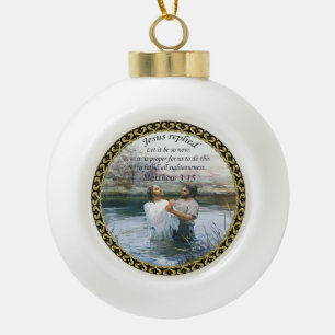 Jesus Christus Taufe Bild zwei Keramik Kugel-Ornament