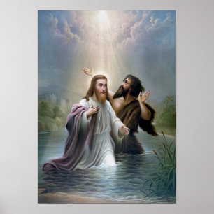 Jesus Christus-Taufe durch Johannes der Täufer Poster