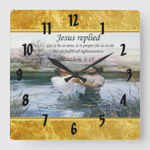 Jesus Christus-Taufebild zwei Quadratische Wanduhr