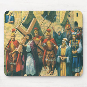 Jesus Christus trägt das Kreuz zu seiner Kreuzigun Mousepad