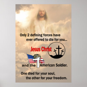 Jesus Christus u. amerikanischer Soldat 24" X Poster