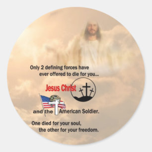 Jesus Christus und der amerikanische Soldat Runder Aufkleber